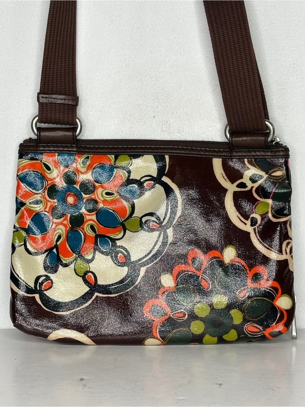 Fossil Vintage Key-Per Crossbody Floral Coated Canvas Colorful - Picture 2 of 10